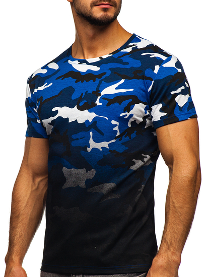 Tricou cu imprimeu albastru army Bolf S808