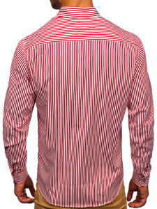 Cămașă roșie în dungi cu mâneca lungă Bolf 20726