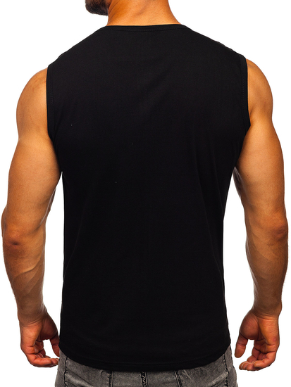 Maiou negru tank top cu imprimeu Bolf 14812