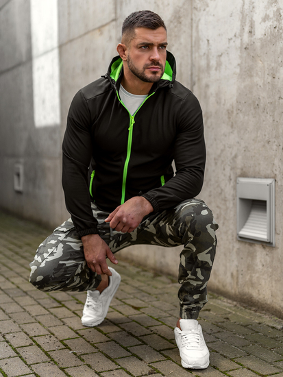 Jachetă softshell de tranziție pentru bărbați, negru și verde, Bolf HH017A