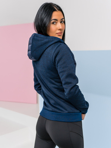 Hanorac cu glugă matlasată pentru femei bleumarin Bolf KSW4001