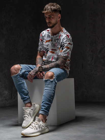 Tricou alb cu imprimeu Bolf 14908