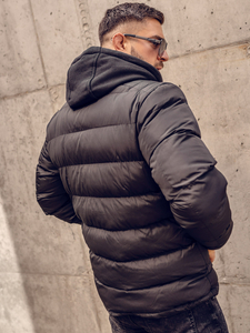 Geacă de iarnă matlasată neagră Bolf 7145A