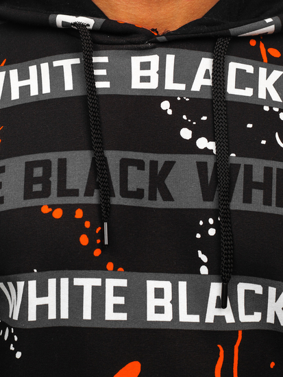 Hanorac negru-portocaliu cu imprimeu Bolf 141034