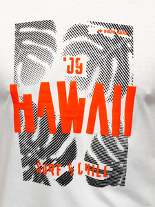 Tricou bărbătesc din bumbac alb cu imprimeu Bolf MPO3497