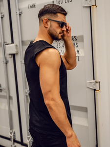 Top negru cu imprimeu Bolf 14808A