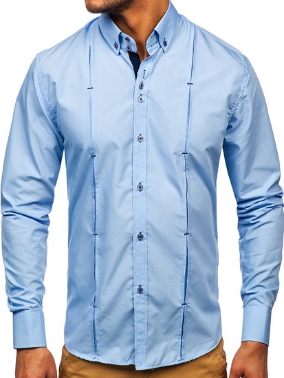 Cămașă albastră cu mâneca lungă Bolf 20725