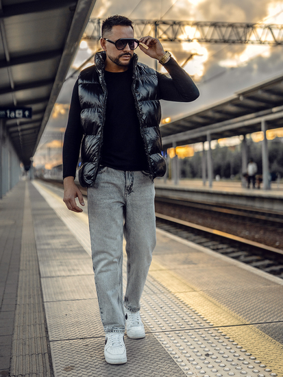 Vestă groasă neagră matlasată Bolf 9968