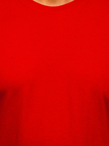 Tricou bărbătesc roșu din bumbac fără imprimeu Bolf 192397