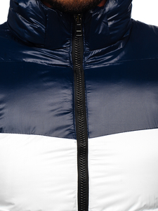 Geacă bleumarin-rosie de iarnă matlasată 6593