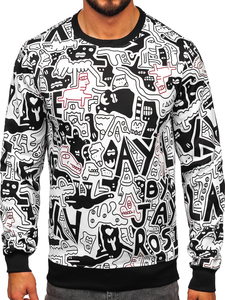 Bluză negru-alb cu imprimeu Bolf 8B1133