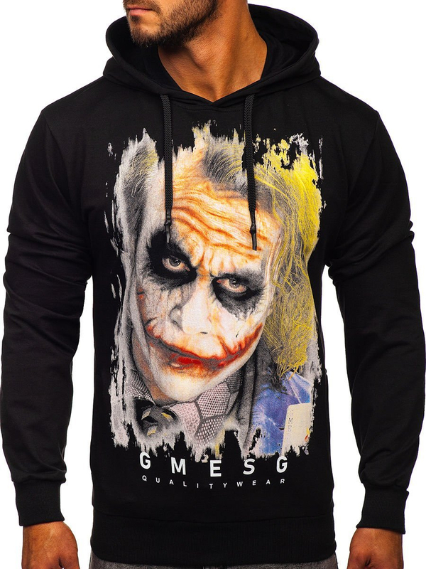 Hanorac negru cu imprimeu bărbați Bolf 6146