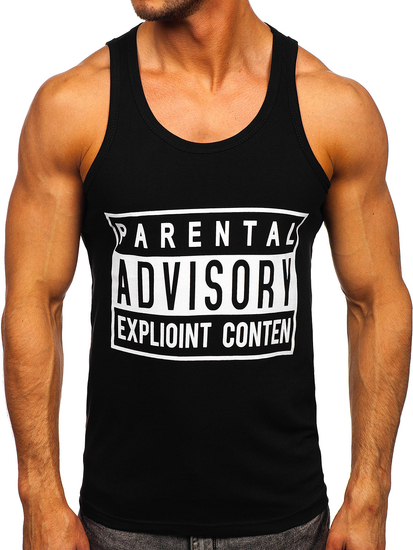 Maiou negru tank top cu imprimeu Bolf 14855