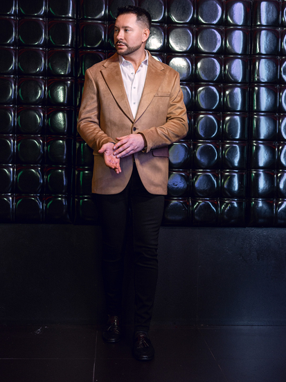 Sacou din catifea cămilă pentru bărbați Bolf 24410