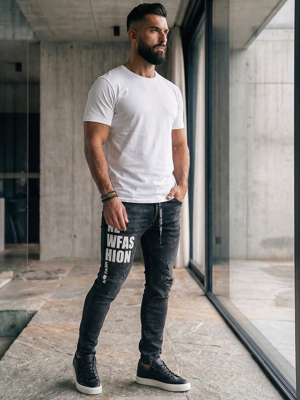 Blugi pentru bărbați slim fit Bolf TF277 negri