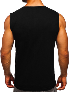 Maiou negru tank top cu imprimeu Bolf 14817