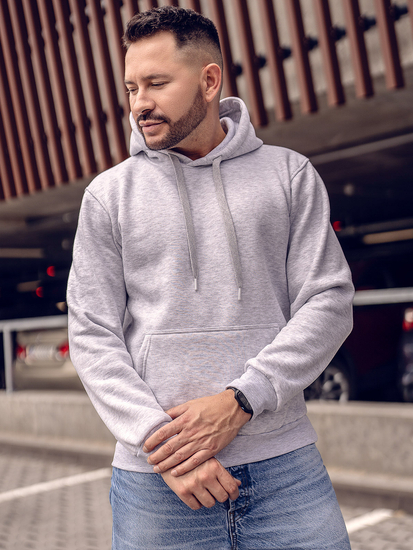 Hanorac gri-deschis tip cangur Bolf 1004