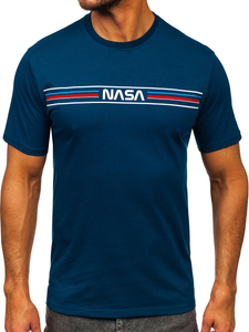 Tricou din bumbac cu imprimeu albastru-închis Bolf 5052