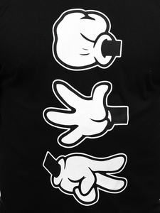 Tricou negru bărbătesc din bumbac cu imprimeu Bolf KS1997