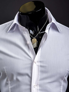 Cămașă elegantă bărbătească albă cu mâneci lungi Bolf 1703A