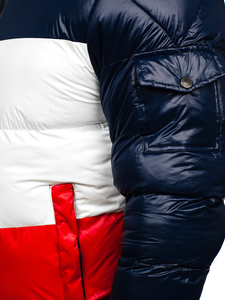 Geacă bleumarin-rosie de iarnă matlasată 6593