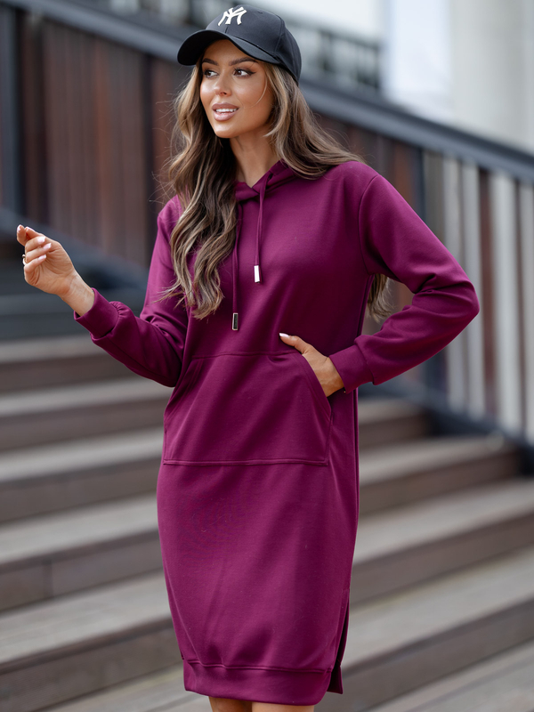 Rochie sport cu glugă unt cappuccino Bolf Rochie unt vișinie Bolf 523