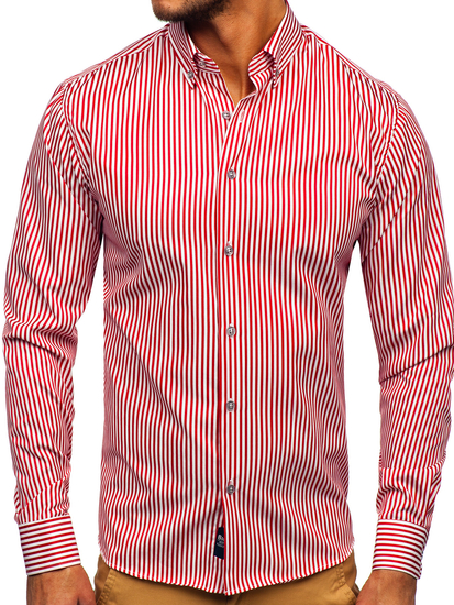 Cămașă roșie în dungi cu mâneca lungă Bolf 20726