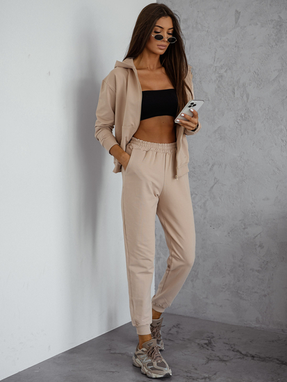 Set trening cu glugă pentru femei din două piese Bej Bolf 821110