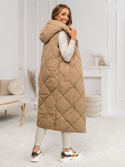 Vestă lungă matlasată camel dame Bolf 5M3165