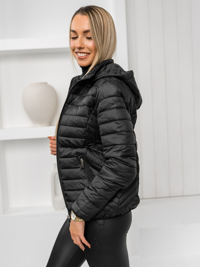 Geacă neagră cu glugă dame Bolf B0124A