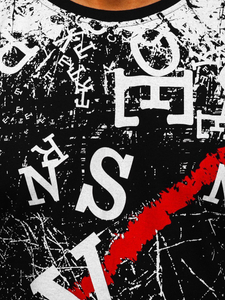 Tricou negru cu imprimeu bărbați Bolf JS10650