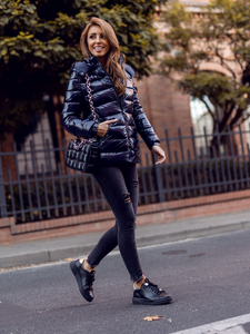 Geacă bleumarin de iarnă cu glugă matlasată Bolf B9583