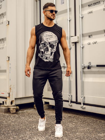 Top negru cu imprimeu Bolf 14807A