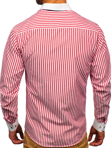 Cămașă roșie în dungi cu mâneca lungă Bolf 20727