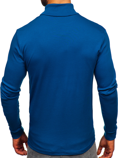 Pulover de bază din bumbac pentru bărbați, albastru bleumarin, Bolf 535