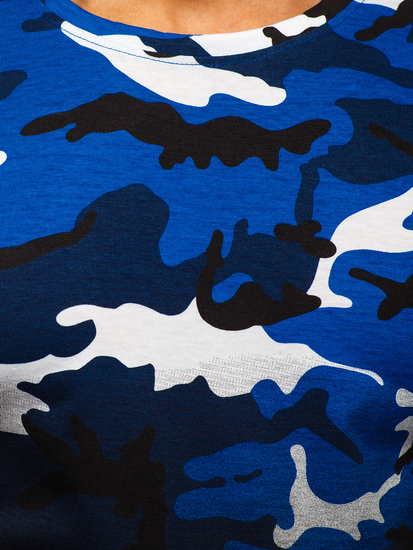 Tricou cu imprimeu albastru army Bolf S808