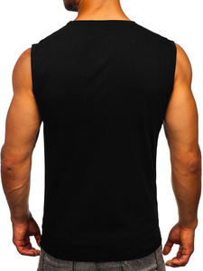 Maiou negru tank top cu imprimeu Bolf 14816