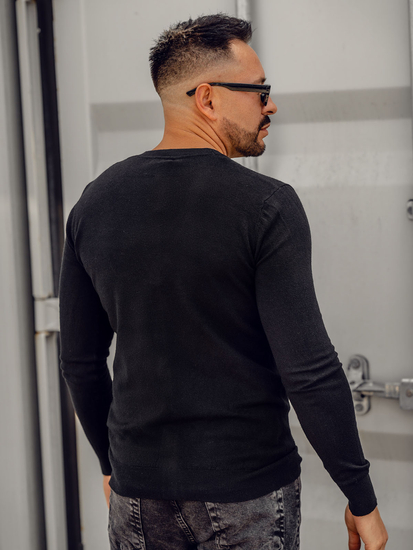 Cardigan negru pentru bărbați cu fermoar Bolf YY06A