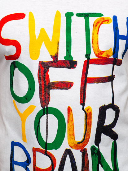 Maiou alb tank top cu imprimeu Bolf 14803-1