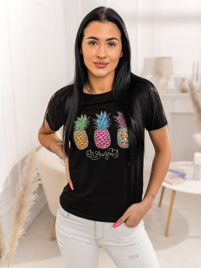 Tricou negru de dama cu aplicatie Bolf 95T2522