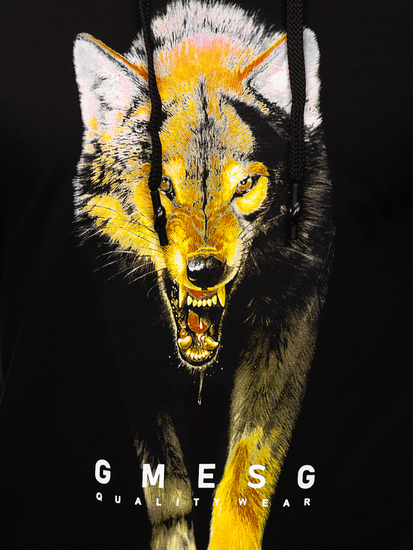 Hanorac negru cu imprimeu Bolf 6141