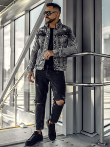 Geacă de blugi gri Bolf AK588