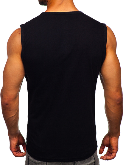 Maiou negru tank top cu imprimeu Bolf 14803-1