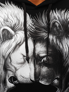 Hanorac negru cu imprimeu Bolf 6198