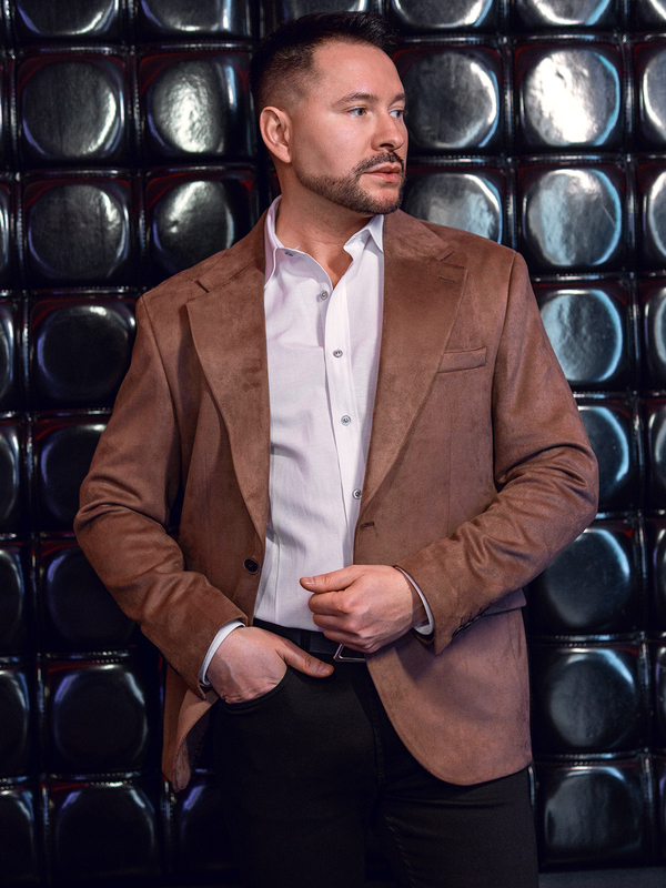 Sacou maro din catifea pentru bărbați Bolf 24410