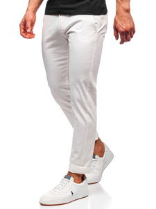 Pantaloni chinos albi bărbati Bolf 1143