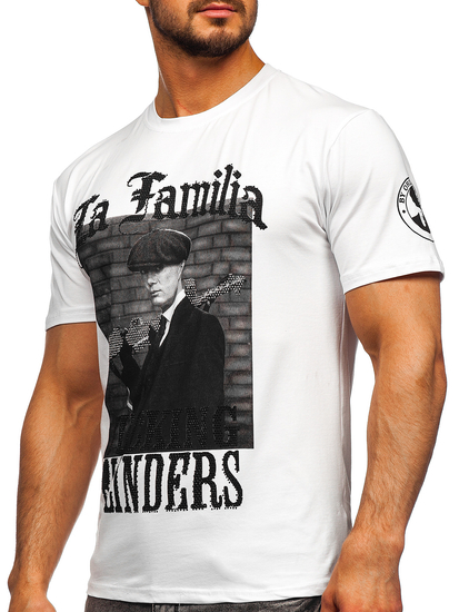 Tricou alb cu grafică decorativă Bolf 21004