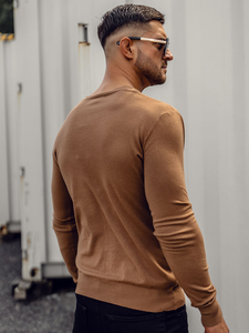 Cardigan maro pentru bărbați cu fermoar Bolf YY06A