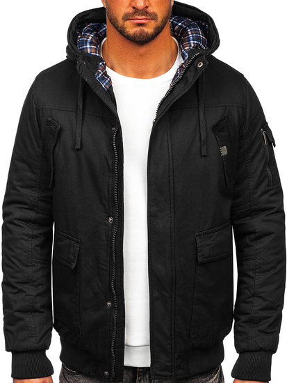 Geacă de iarnă groasă bumbac neagră Bolf 1890