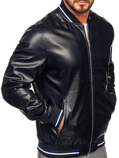 Geacă neagră de piele Bolf 6707